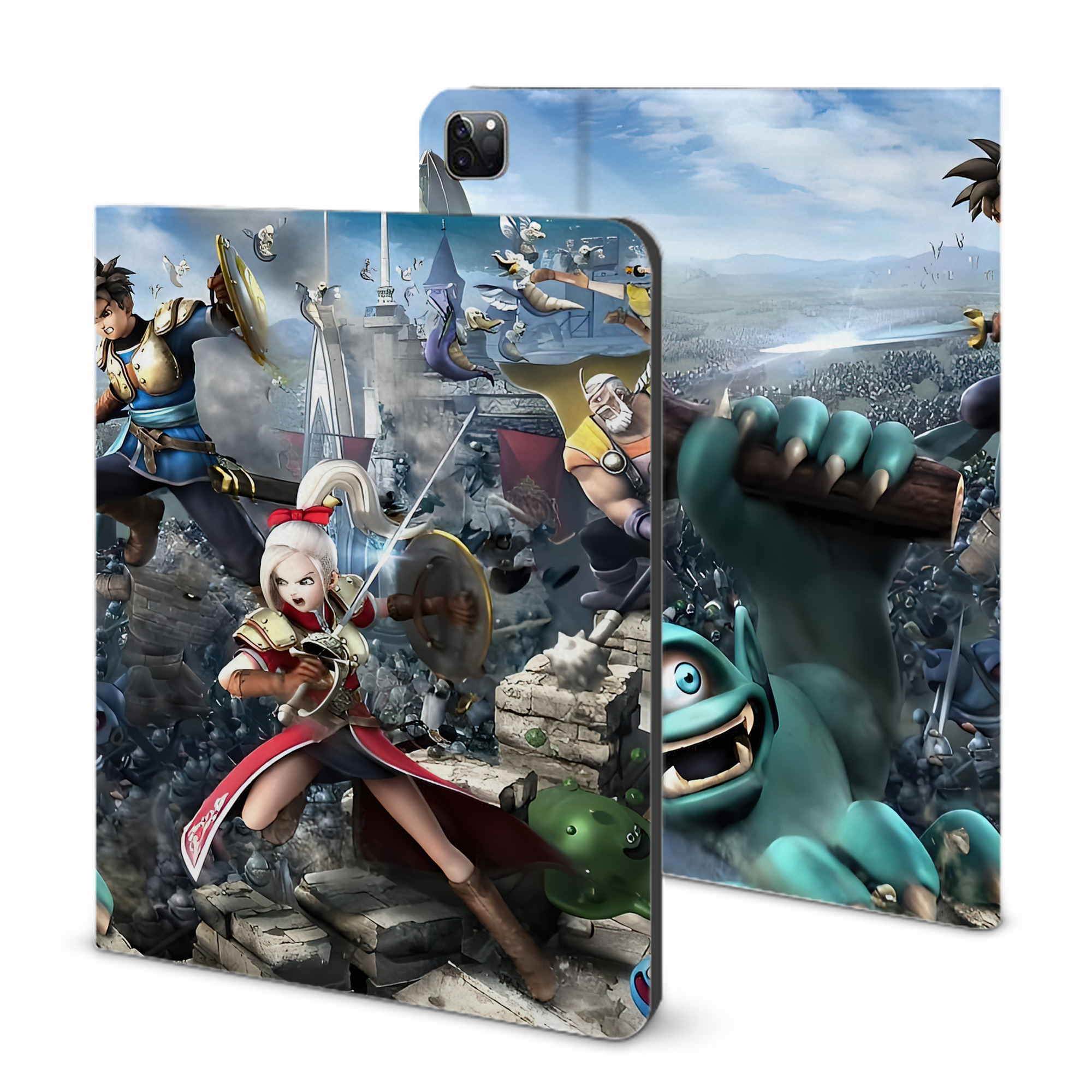 （画像用） ドラゴンクエスト Doragon Kuesuto Dragon Quest IPad ケース ブック型 PUレザー TPU 耐衝撃 軽量 薄型 ペン収納なし 全面保護 IPad 各モデル対応